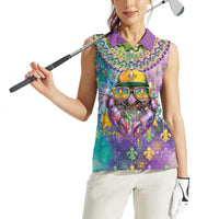 Mardi Gras Crawfish Personalized Women Sleeveless Polo Shirt NOLA Fat Tuesday Drip Art - Wonder Print Shop