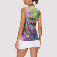 Mardi Gras Crawfish Personalized Women Sleeveless Polo Shirt NOLA Fat Tuesday Drip Art - Wonder Print Shop