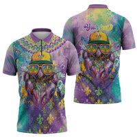 Mardi Gras Crawfish Personalized Zipper Polo Shirt NOLA Fat Tuesday Drip Art - Wonder Print Shop