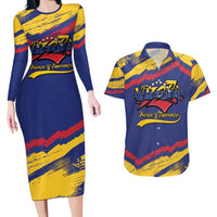 Venezuela Fuerza Y Esperanza Couples Matching Long Sleeve Bodycon Dress and Hawaiian Shirt - Wonder Print Shop