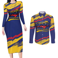 Venezuela Fuerza Y Esperanza Couples Matching Long Sleeve Bodycon Dress and Long Sleeve Button Shirt - Wonder Print Shop