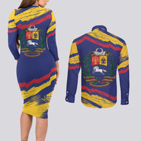 Venezuela Fuerza Y Esperanza Couples Matching Long Sleeve Bodycon Dress and Long Sleeve Button Shirt - Wonder Print Shop