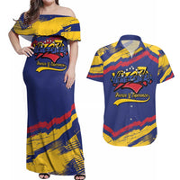 Venezuela Fuerza Y Esperanza Couples Matching Off Shoulder Maxi Dress and Hawaiian Shirt - Wonder Print Shop
