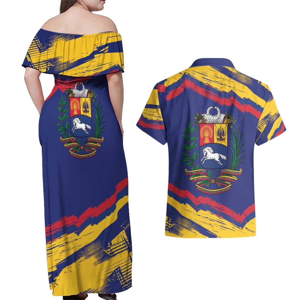 Venezuela Fuerza Y Esperanza Couples Matching Off Shoulder Maxi Dress and Hawaiian Shirt - Wonder Print Shop