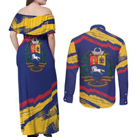 Venezuela Fuerza Y Esperanza Couples Matching Off Shoulder Maxi Dress and Long Sleeve Button Shirt - Wonder Print Shop