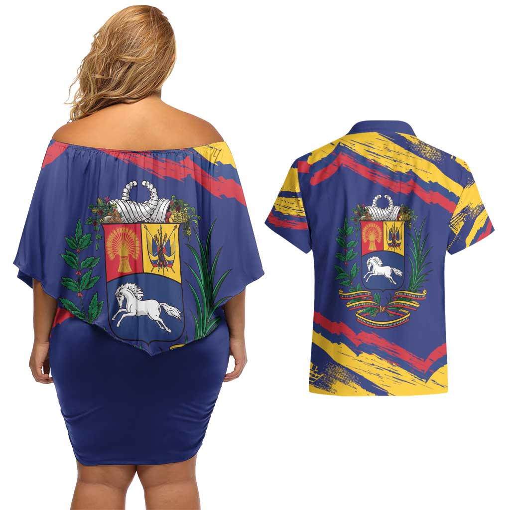 Venezuela Fuerza Y Esperanza Couples Matching Off Shoulder Short Dress and Hawaiian Shirt - Wonder Print Shop