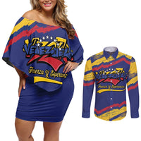 Venezuela Fuerza Y Esperanza Couples Matching Off Shoulder Short Dress and Long Sleeve Button Shirt - Wonder Print Shop