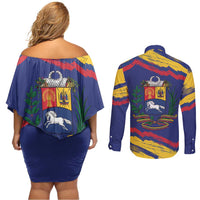 Venezuela Fuerza Y Esperanza Couples Matching Off Shoulder Short Dress and Long Sleeve Button Shirt - Wonder Print Shop