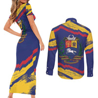Venezuela Fuerza Y Esperanza Couples Matching Short Sleeve Bodycon Dress and Long Sleeve Button Shirt - Wonder Print Shop