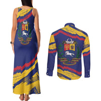 Venezuela Fuerza Y Esperanza Couples Matching Tank Maxi Dress and Long Sleeve Button Shirt - Wonder Print Shop