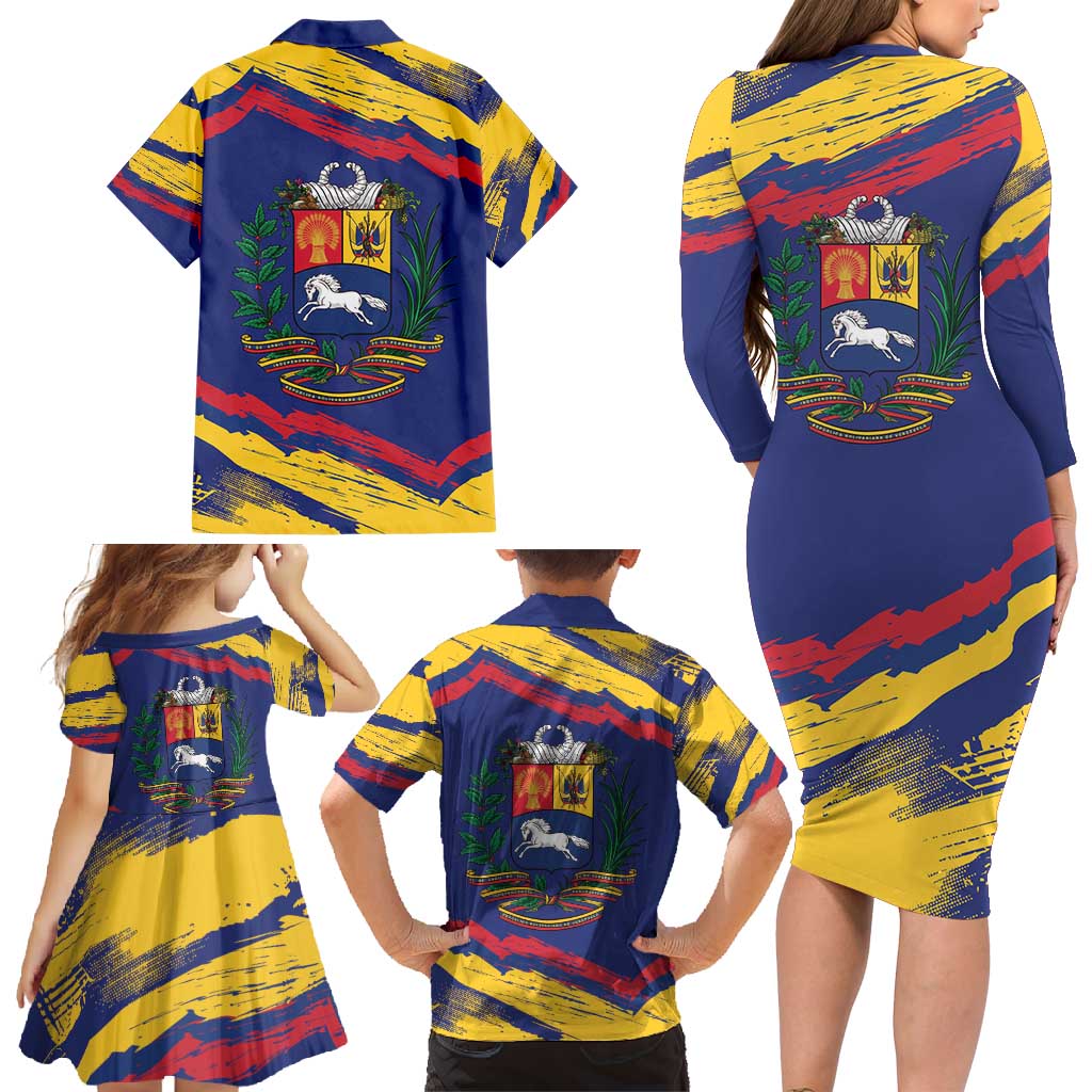 Venezuela Fuerza Y Esperanza Family Matching Long Sleeve Bodycon Dress and Hawaiian Shirt - Wonder Print Shop