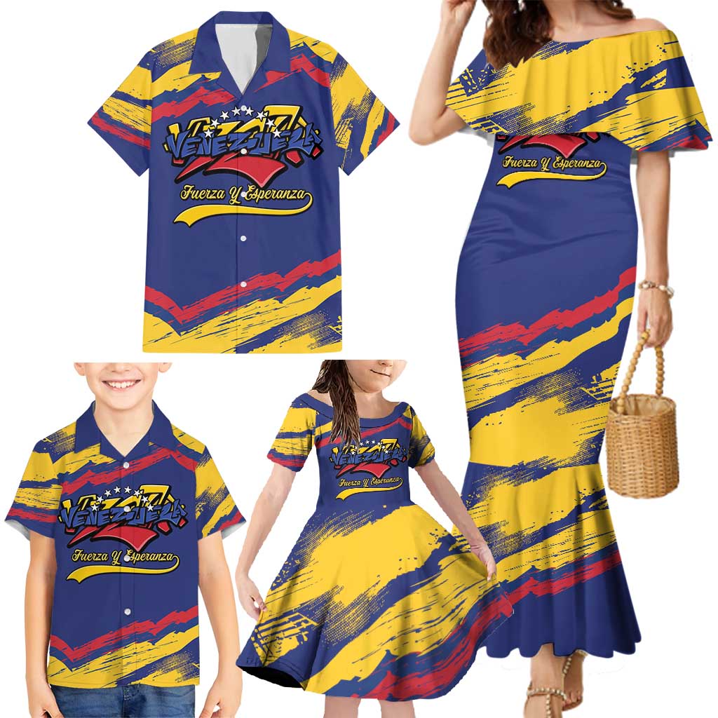 Venezuela Fuerza Y Esperanza Family Matching Mermaid Dress and Hawaiian Shirt - Wonder Print Shop