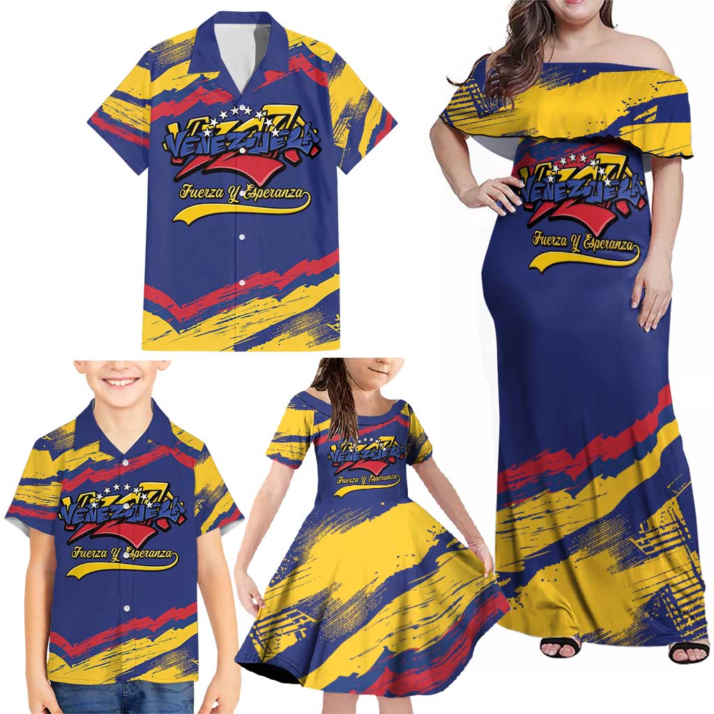 Venezuela Fuerza Y Esperanza Family Matching Off Shoulder Maxi Dress and Hawaiian Shirt - Wonder Print Shop