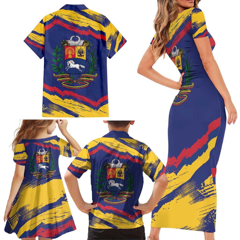 Venezuela Fuerza Y Esperanza Family Matching Short Sleeve Bodycon Dress and Hawaiian Shirt - Wonder Print Shop