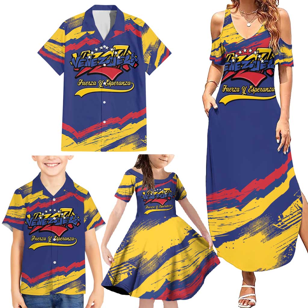 Venezuela Fuerza Y Esperanza Family Matching Summer Maxi Dress and Hawaiian Shirt - Wonder Print Shop