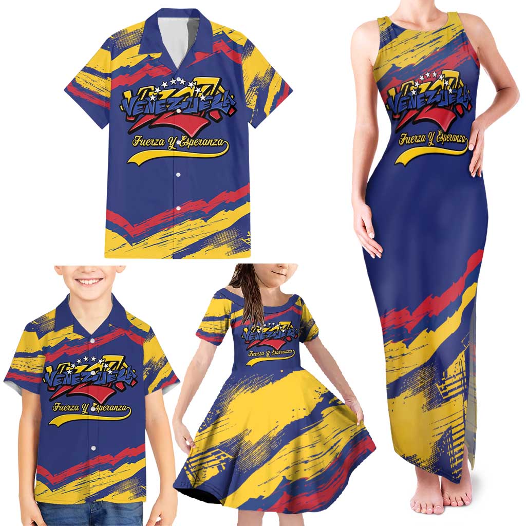 Venezuela Fuerza Y Esperanza Family Matching Tank Maxi Dress and Hawaiian Shirt - Wonder Print Shop