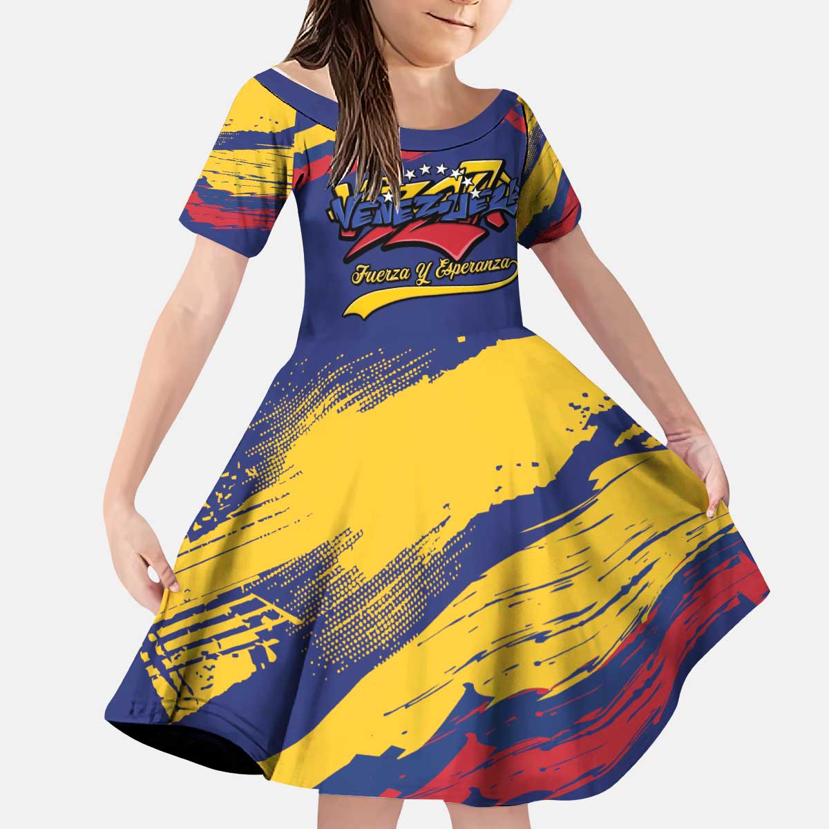 Venezuela Fuerza Y Esperanza Kid Short Sleeve Dress - Wonder Print Shop