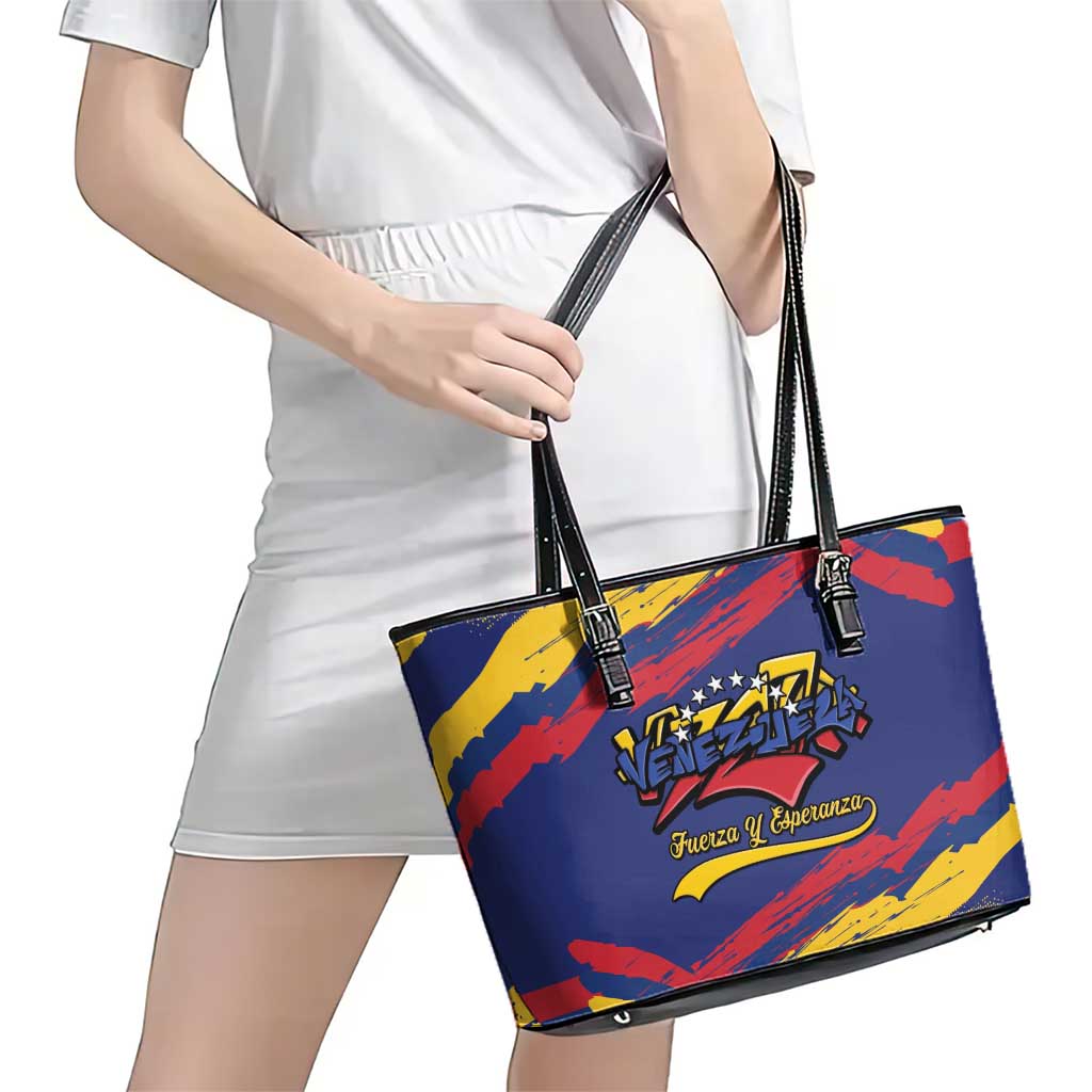 Venezuela Fuerza Y Esperanza Leather Tote Bag - Wonder Print Shop