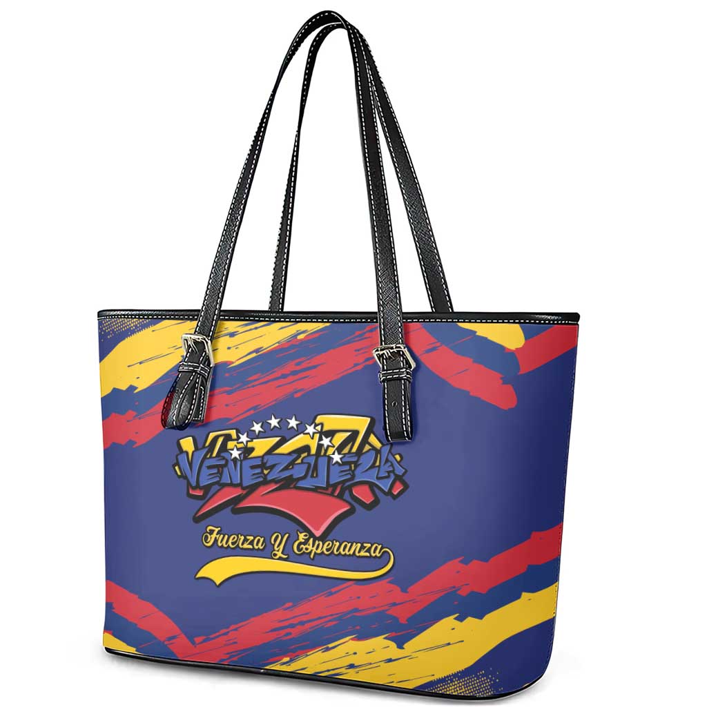 Venezuela Fuerza Y Esperanza Leather Tote Bag - Wonder Print Shop