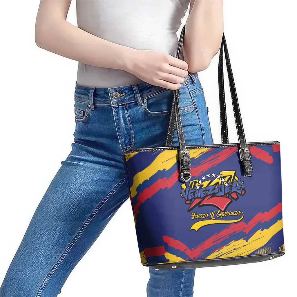 Venezuela Fuerza Y Esperanza Leather Tote Bag - Wonder Print Shop