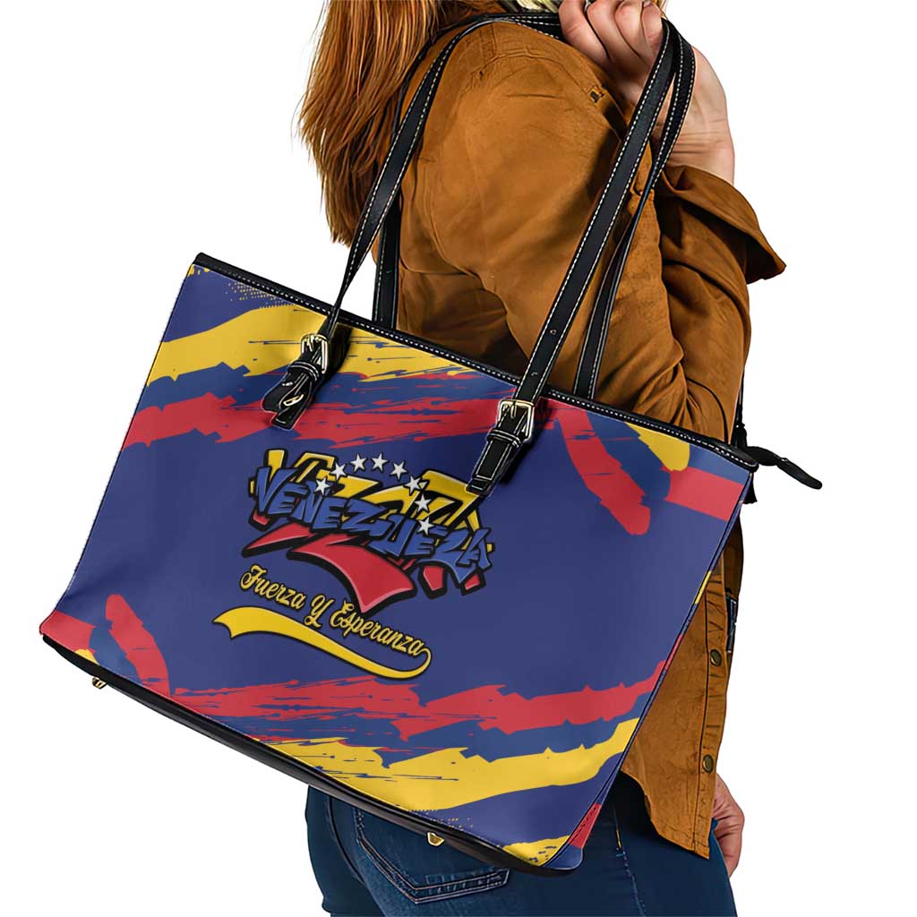 Venezuela Fuerza Y Esperanza Leather Tote Bag - Wonder Print Shop