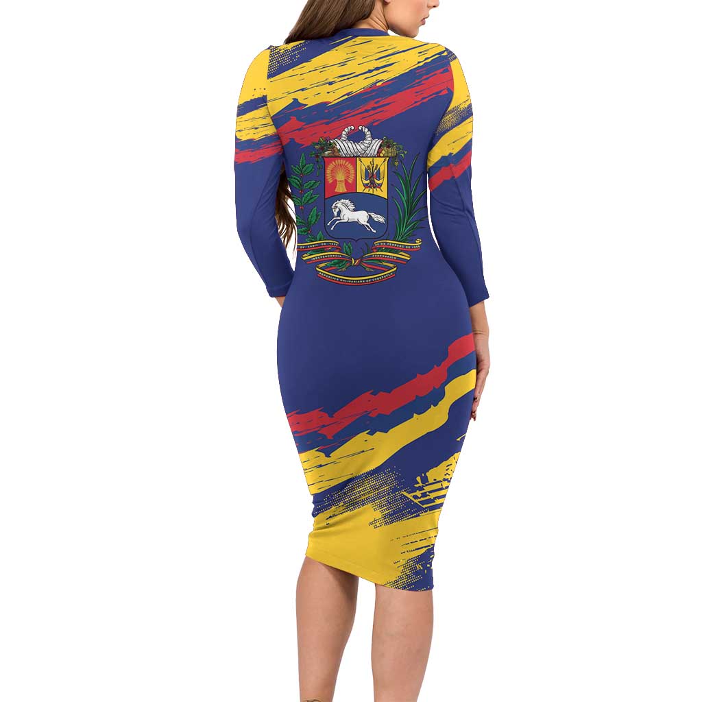 Venezuela Fuerza Y Esperanza Long Sleeve Bodycon Dress - Wonder Print Shop