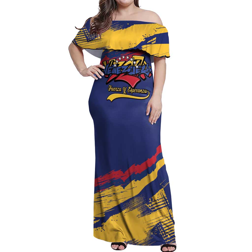 Venezuela Fuerza Y Esperanza Off Shoulder Maxi Dress - Wonder Print Shop