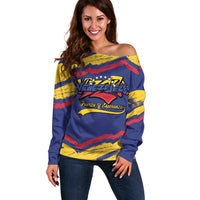 Venezuela Fuerza Y Esperanza Off Shoulder Sweater - Wonder Print Shop