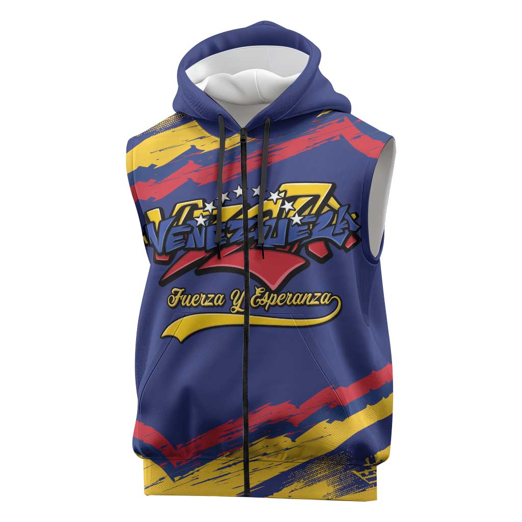 Venezuela Fuerza Y Esperanza Sleeveless Zip Hoodie - Wonder Print Shop