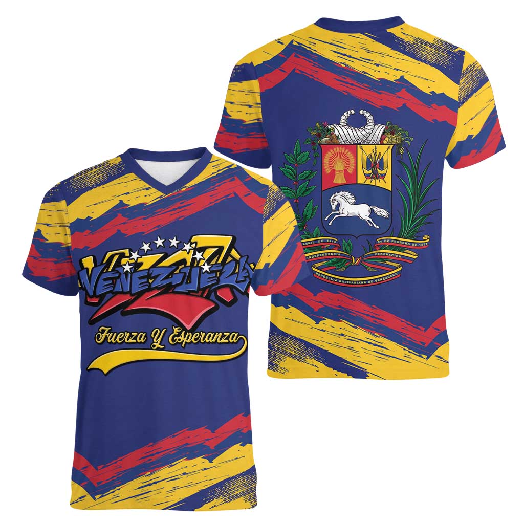 Venezuela Fuerza Y Esperanza Women V-Neck T-Shirt - Wonder Print Shop