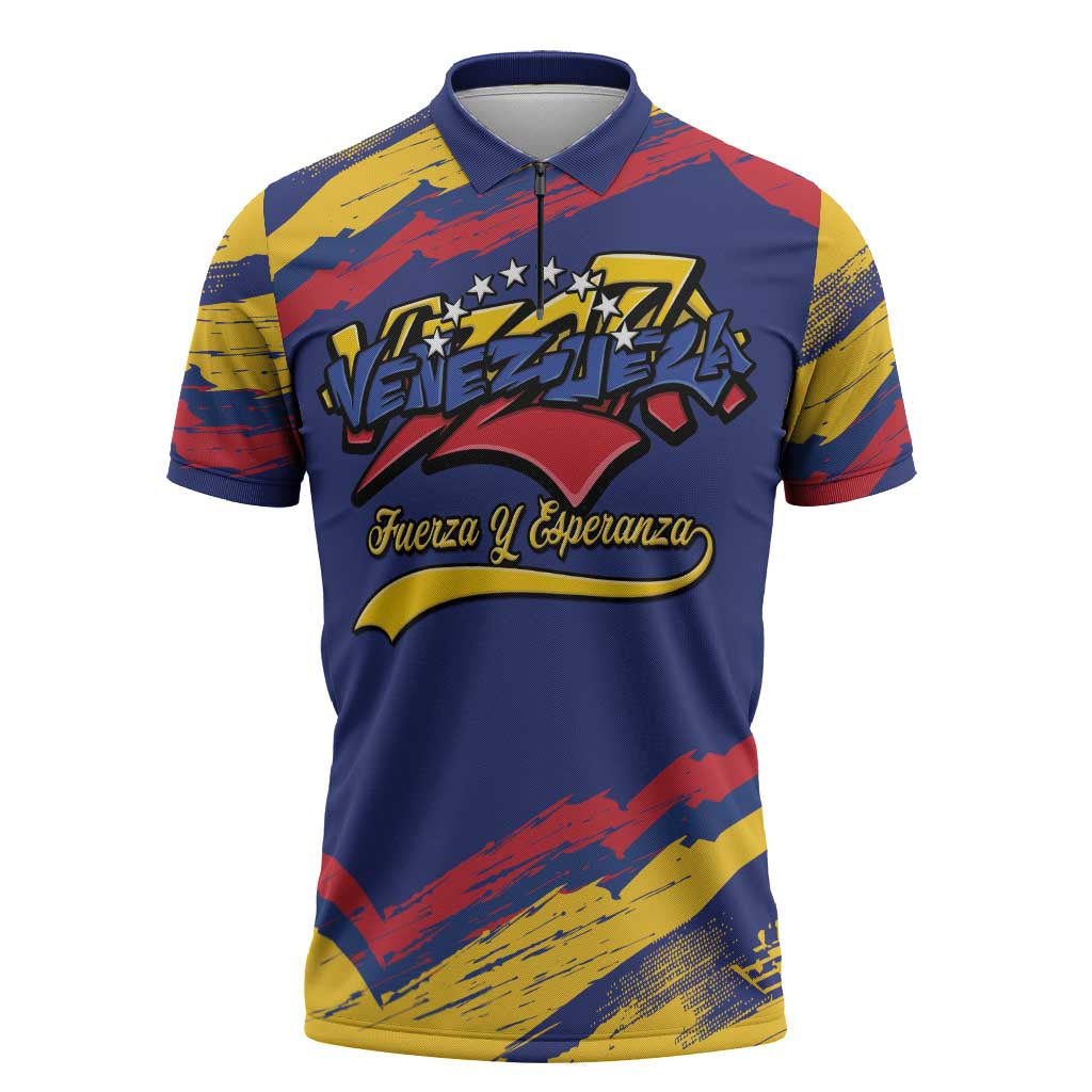 Venezuela Fuerza Y Esperanza Zipper Polo Shirt - Wonder Print Shop