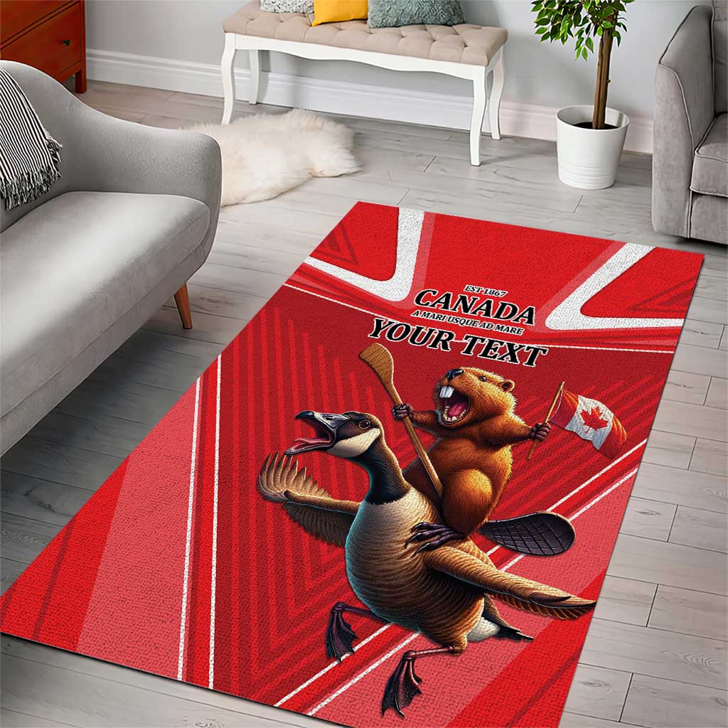 Personalized Beaver and Goose Happy Canada Day Area Rug Est 1867 A Mari Usque Ad Mare