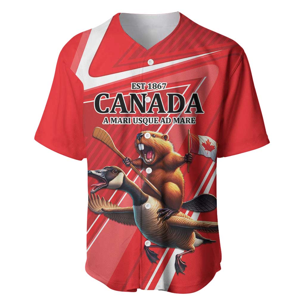 Personalized Beaver and Goose Happy Canada Day Baseball Jersey Est 1867 A Mari Usque Ad Mare
