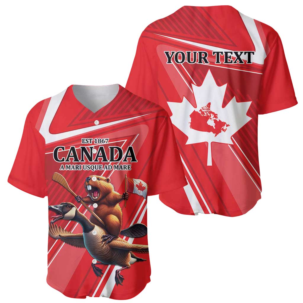 Personalized Beaver and Goose Happy Canada Day Baseball Jersey Est 1867 A Mari Usque Ad Mare