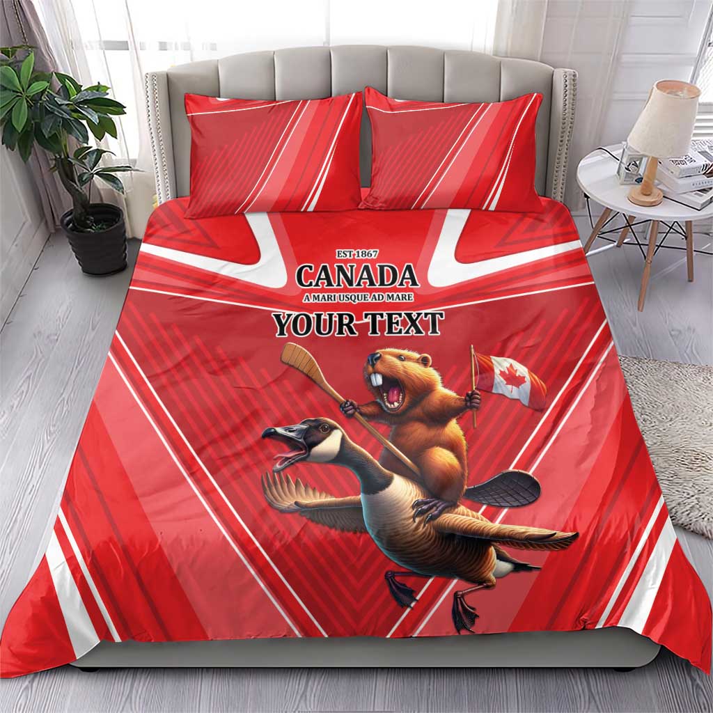 Personalized Beaver and Goose Happy Canada Day Bedding Set Est 1867 A Mari Usque Ad Mare