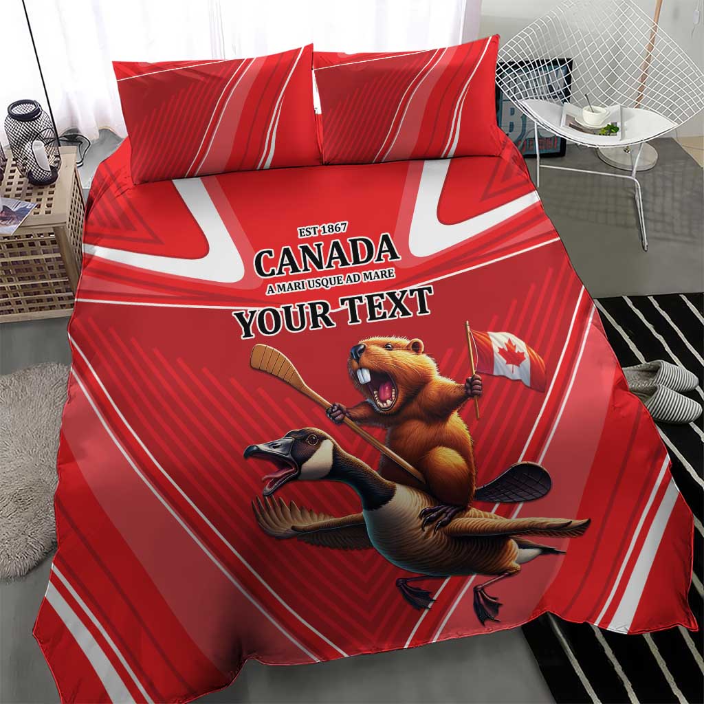 Personalized Beaver and Goose Happy Canada Day Bedding Set Est 1867 A Mari Usque Ad Mare