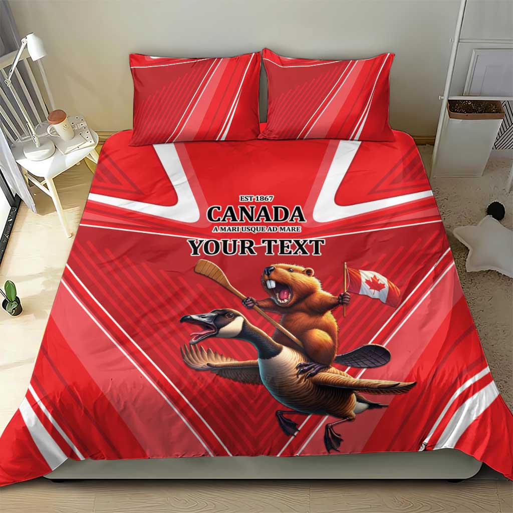 Personalized Beaver and Goose Happy Canada Day Bedding Set Est 1867 A Mari Usque Ad Mare