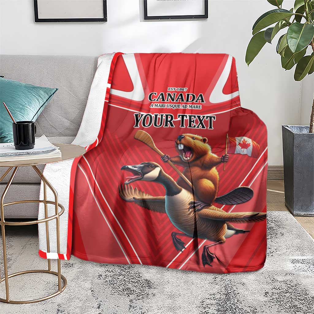 Personalized Beaver and Goose Happy Canada Day Blanket Est 1867 A Mari Usque Ad Mare