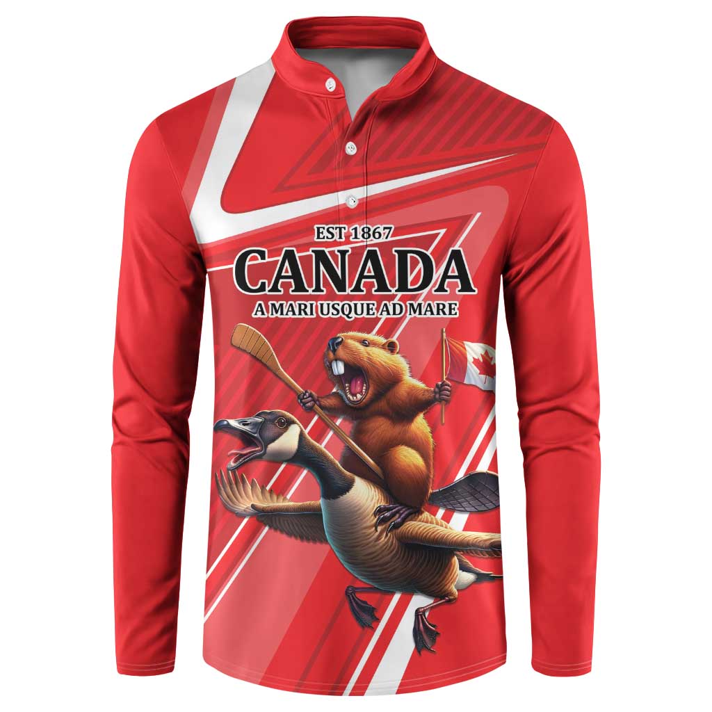 Personalized Beaver and Goose Happy Canada Day Button Sweatshirt Est 1867 A Mari Usque Ad Mare