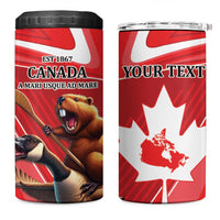 Personalized Beaver and Goose Happy Canada Day 4 in 1 Can Cooler Tumbler Est 1867 A Mari Usque Ad Mare