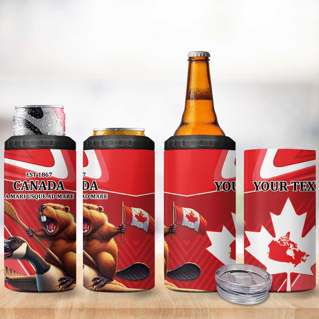 Personalized Beaver and Goose Happy Canada Day 4 in 1 Can Cooler Tumbler Est 1867 A Mari Usque Ad Mare