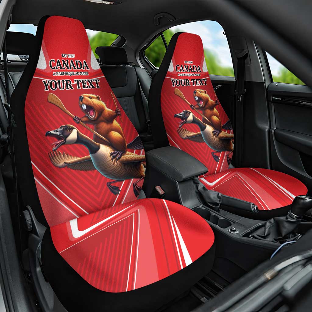 Personalized Beaver and Goose Happy Canada Day Car Seat Cover Est 1867 A Mari Usque Ad Mare