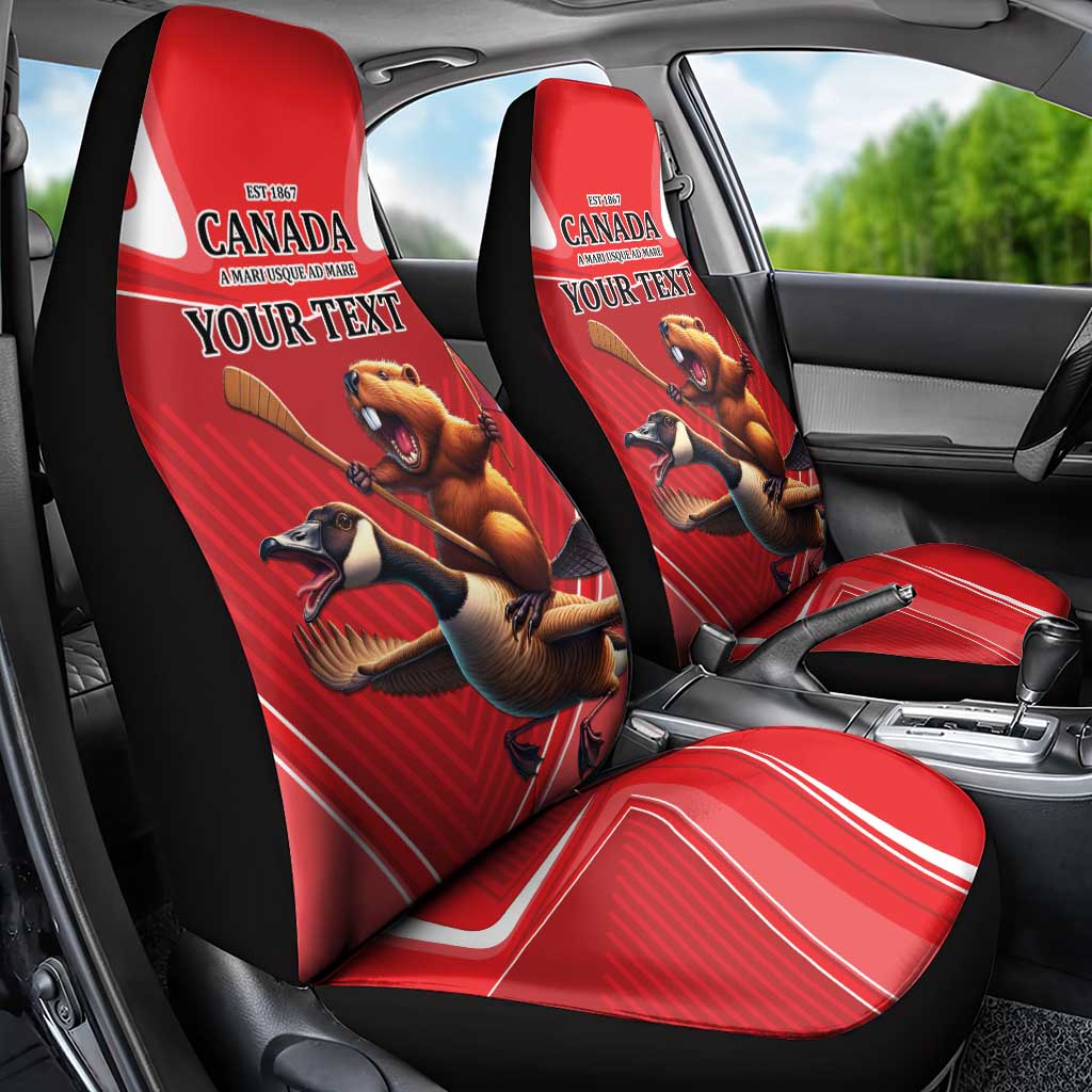 Personalized Beaver and Goose Happy Canada Day Car Seat Cover Est 1867 A Mari Usque Ad Mare