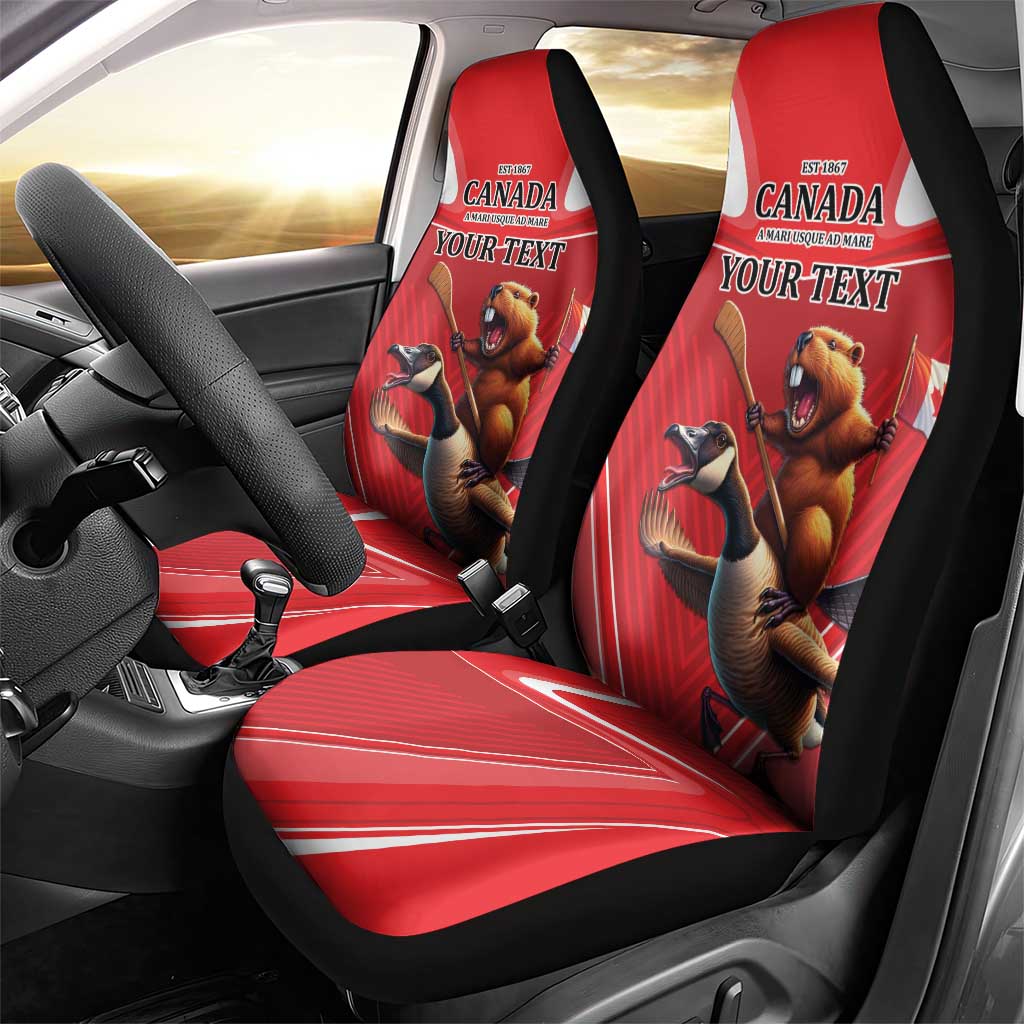 Personalized Beaver and Goose Happy Canada Day Car Seat Cover Est 1867 A Mari Usque Ad Mare