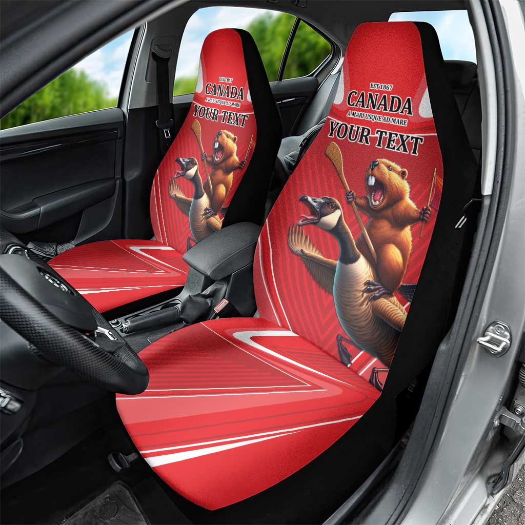 Personalized Beaver and Goose Happy Canada Day Car Seat Cover Est 1867 A Mari Usque Ad Mare