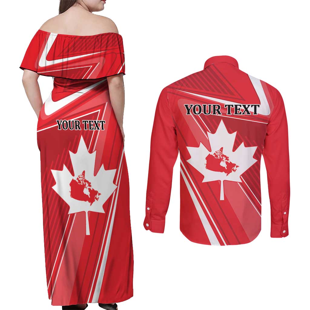 Personalized Beaver and Goose Happy Canada Day Couples Matching Off Shoulder Maxi Dress and Long Sleeve Button Shirt Est 1867 A Mari Usque Ad Mare
