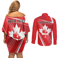 Personalized Beaver and Goose Happy Canada Day Couples Matching Off Shoulder Short Dress and Long Sleeve Button Shirt Est 1867 A Mari Usque Ad Mare