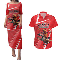 Personalized Beaver and Goose Happy Canada Day Couples Matching Puletasi and Hawaiian Shirt Est 1867 A Mari Usque Ad Mare