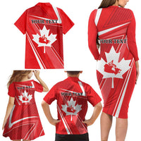 Personalized Beaver and Goose Happy Canada Day Family Matching Long Sleeve Bodycon Dress and Hawaiian Shirt Est 1867 A Mari Usque Ad Mare
