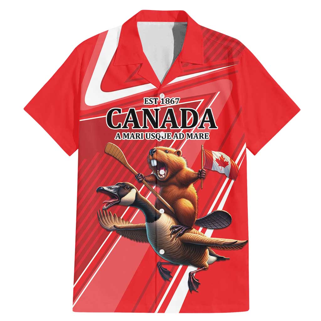 Personalized Beaver and Goose Happy Canada Day Family Matching Mermaid Dress and Hawaiian Shirt Est 1867 A Mari Usque Ad Mare